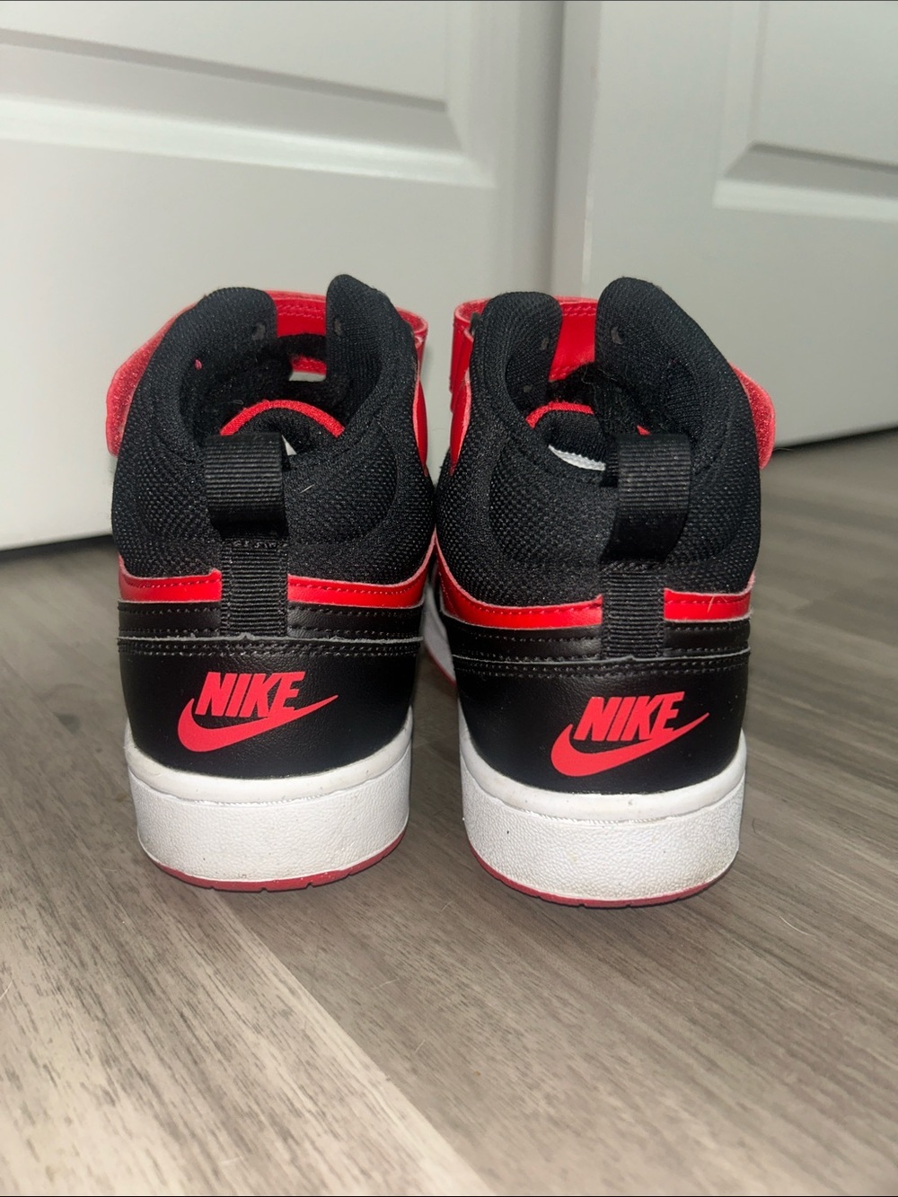Nike Kids Red and Black High-Top Sneakers with Strap - Picture 4 of 7